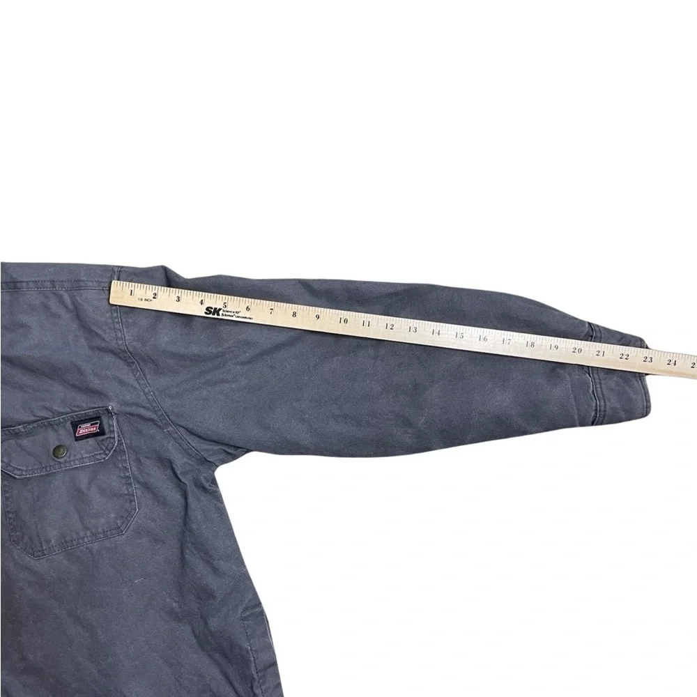 Dickies men grungy tattered barn chore flawed full zip/ button  lined jacket LG